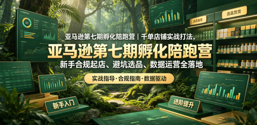 亚马逊第七期孵化陪跑营｜千单店铺实战打法，新手合规起店、避坑选品、数据运营全落地（更新0625）-水滴知识网