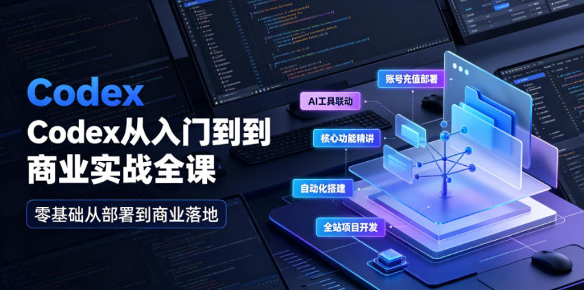 Codex从入门到商业实战全课|账号充值部署、AI工具联动、核心功能精讲、自动化搭建、全站项目开发零基础教程-球球资源网