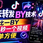 7月最新抖音卡转发搬运技术，一比一搬运，十几秒一个视频，简单方便