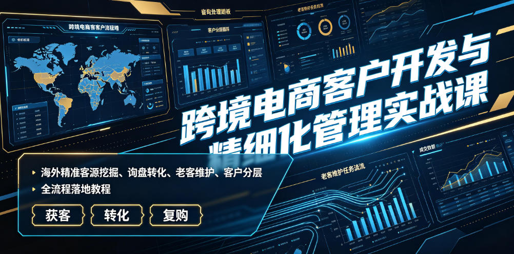 跨境电商客户开发与精细化管理实战课｜海外精准客源挖掘、询盘转化、老客维护、客户分层全流程落地教程-球球资源网