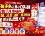 2026拼多多运营小白实战课：从0到1开店起步，掌握选品、流量、推广、爆款打造全流程运营方法