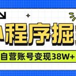 微信小程序掘金，团队自营小程序累计变现38W+，稳定运营三年，一部手机即可操作【揭秘】