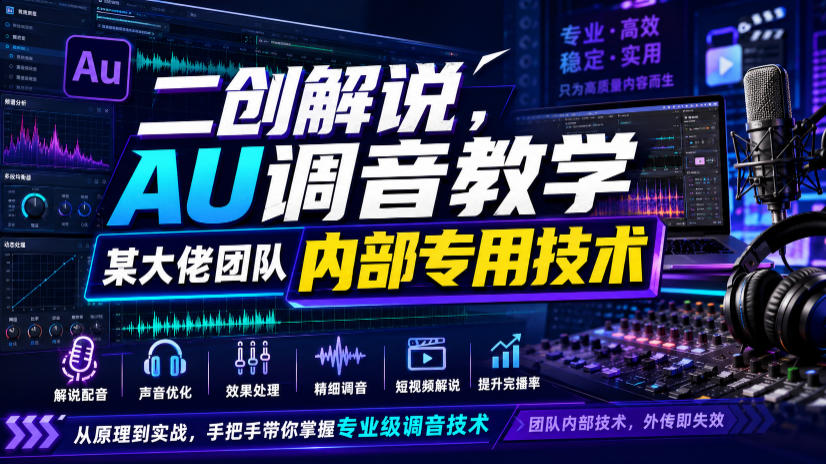 二创解说AU调音教学，某大佬团队内部专用技术|2026副业赚钱项目成长社群_微雨副业网_网上赚钱教程