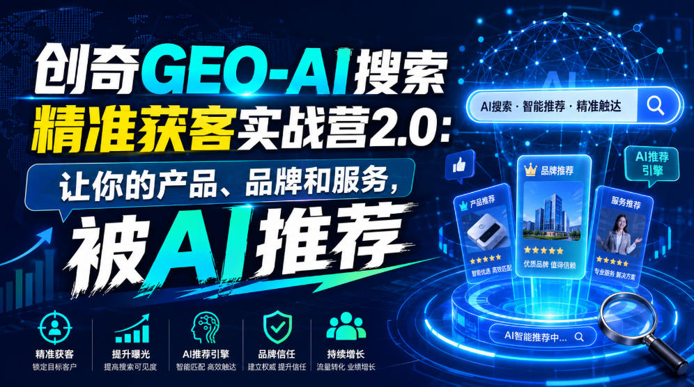 创奇GEO-AI搜索精准获客实战营2.0：让你的产品、品牌和服务，被AI推荐|2026副业赚钱项目成长社群_微雨副业网_网上赚钱教程