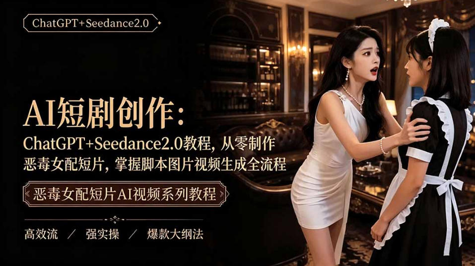 AI短剧从零创作实战课｜ChatGPT脚本撰写+Seedance2.0视频生成，恶毒女配短剧全流程教程-小白项目分享网