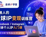 普通人的全球IP变现训练营，Facebook/Instagram全球个人IP入门课，零基础全球社媒课程