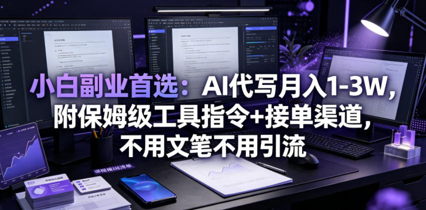 小白副业首选:AI代写月入1-3W,附保姆级工具指令+接单渠道,不用文笔不用引流【揭秘】-水滴知识网