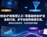 创业IP训练营2.0｜零基础创业IP全阶打造、多平台矩阵精准引流、高转化内容写作、项目资源对接与口碑变现闭环课程