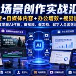 AI全场景创作实战汇总课｜电商带货+自媒体内容+办公增效+视觉设计全覆盖，一套掌握AI作图、做视频、做文档、数字人全套落地技能