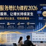 中国式服务增长力课程2026，重新定义服务，让增长持续发生，让业绩增长可以自主、可持续落地