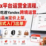Yandex平台运营全流程，零基础吃透Yandex跨境运营，从开店选品到定价上架，新手一站式入门出单
