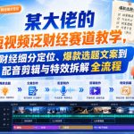 某大佬的短视频泛财经赛道教学，财经细分定位、爆款选题文案到配音剪辑与特效拆解全流程