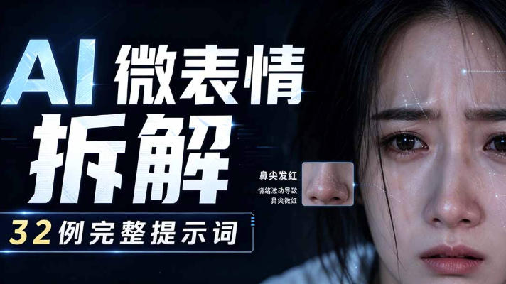 AI微表情拆解提示词合集,精准调控AI角色表情,可直接复用,0基础也能调出影视级表情变化-木木学长网创分享