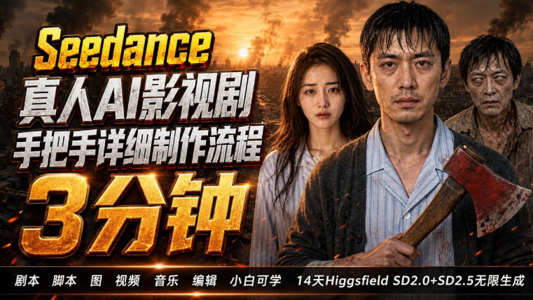 3分钟真人AI影视剧怎么做?SD 2.0手把手完整制作流程|Higgsfield 14天SD 2.0/2.5无限生成