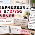 小红书卖互联网面试复盘笔记，一份259，卖了2775份，小生意也有大能量