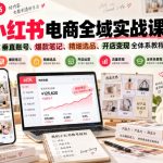 小红书电商全域实战课｜从零做垂直账号、爆款笔记、精细选品、开店变现全体系教程