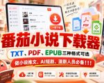 番茄小说下载器，TXT、PDF、EPUB三种格式可选，做小说推文、AI短剧、漫剧人员必备！！！