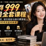 某社群999视频号全套课程，AI剧情短视频带货、短引短挂与微付费落地，手把手搭建视频号带货盈利体系