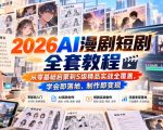 【无水印】2026AI漫剧短剧全套教程，从零基础启蒙到S级精品实战全覆盖，学会即落地、制作即变现