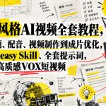 VOX风格AI视频全套教程，从文案选题、配音、视频制作到成片优化，附带VOXeasy Skill、全套提示词，快速做出高质感VOX短视频