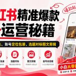 小红书精准爆款起号运营秘籍，从平台底层算法、账号定位包装、选题对标图文剪辑，小白从零起号全流程