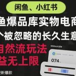 闲鱼小红书实物电商，纯自然流玩法，一个被忽略的长久生意，收益无上限【揭秘】