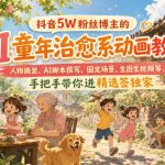抖音5W粉丝博主的AI童年治愈系动画教学，人物换装、AI脚本撰写、固定场景、生图生视频等，手把手带你进精选签独家
