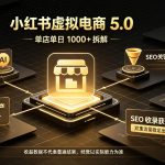 小红书虚拟电商5.0，单店单日1000+，AI软件+SEO收录，双重流量稳定出单【揭秘】