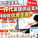 不懂运营也没关系，多多一件代发提供运营支持和优质货源，矩阵全套玩法，日入2K+【揭秘】