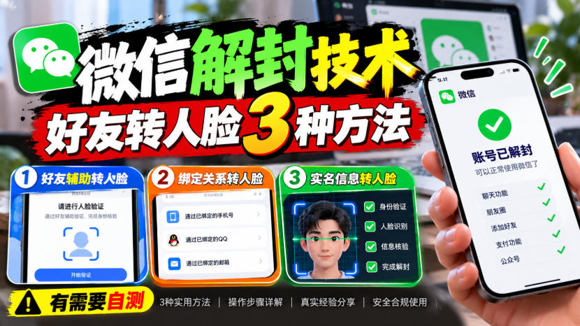 微信解封技术,好友转人脸3种方法,外来技术,有需要自测