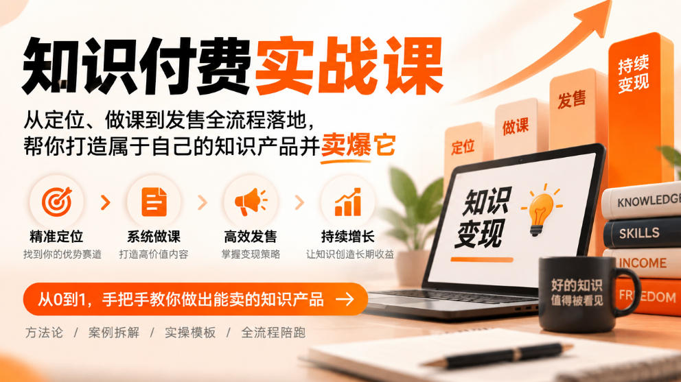 知识付费实战课：从定位、做课到发售全流程落地，帮你打造属于自己的知识产品并卖爆它