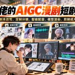 某大佬的AIGC漫剧短剧教学，覆盖AI剧本改写、定制分镜、智能配音、模型渲染、剪辑成片全流程