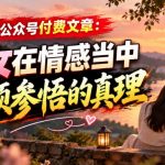 某公众号付费文章：男女在情感当中必须参悟的真理